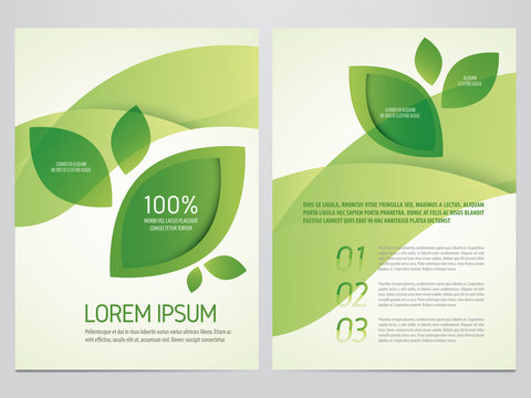 Brochure, poster, annual report, flyer, magazine vector template. Modern green leaf, environment design.