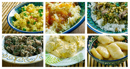 Food set of different rice  dish .