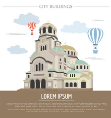 City buildings graphic template. Bulgaria. Sofia.