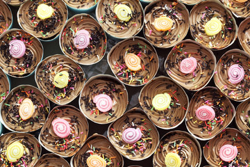 colorful cup cake background.