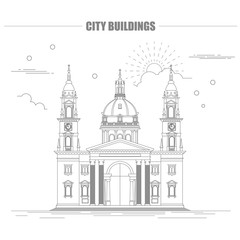 City buildings graphic template. St. Istvan cathedral.