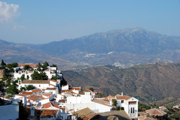 Fototapeta premium View of white village and mountains, Comares.