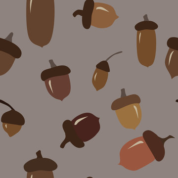 Seamless autumnal pattern with acorns