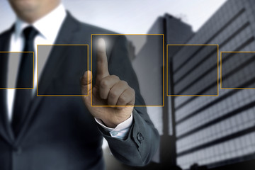 Man pointing on touch screen concept - 106888838
