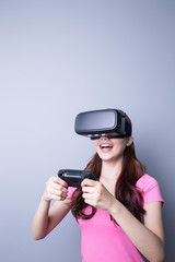 woman playing games with vr
