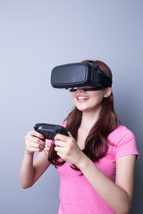 woman playing games with vr