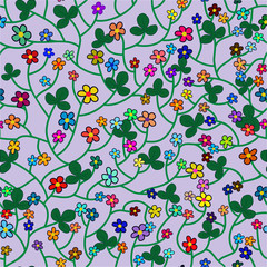Branches of varicolored flowers. Seamless pattern