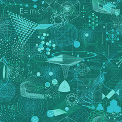 Sacred geometry symbols and elements wallpaper seamless pattern