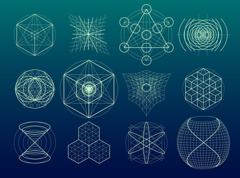 Sacred Geometry Symbols And Elements Set.