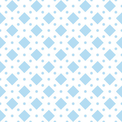 Blue dots and rhombs. Seamless pattern