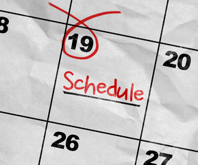 Concept image of a Calendar with the text: Schedule