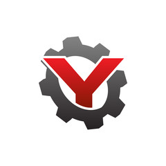 Simple Modern single Inital Gear Logo y
