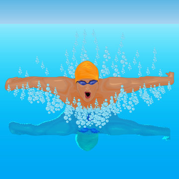 a swimmer on the pool vector