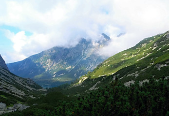 view to Popradske pleso lake from Zomiskova dolina in HIgh Tatras mountains