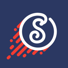 S letter logo in circle with speed line.