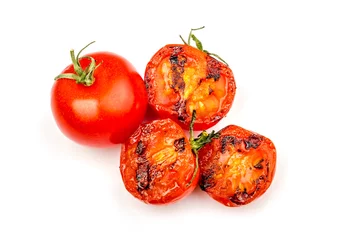 Foto op Plexiglas Tomatoes grilled - fried tomatoes on grill © mrzazaz