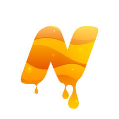 N letter logo. Honey style.