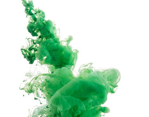 Abstract green paint in water