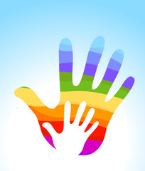 hand rainbow helping