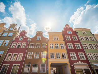 Old town houses in Gdansk, Poland, Europe.
