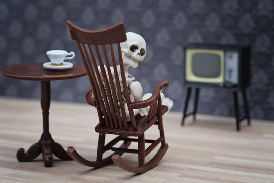 skeleton and tv