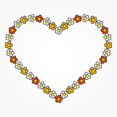 Big heart with colorful flowers   