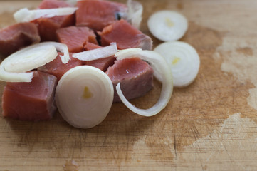 Рыба Лук Кета Готовка Кухня Еда