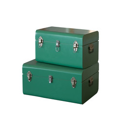 green treasure chest on white background