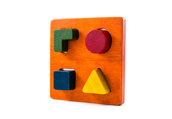 wooden blocks shape sorter toy isolated on white background - 106894845