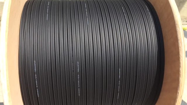 reel with fibre optic cable