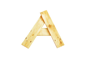 A, One letter of wooden alphabet isolated on white