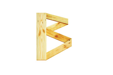 B, One letter of wooden alphabet isolated on white