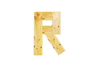 R, One letter of wooden alphabet isolated on white