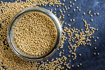 Mustard seeds in a jar