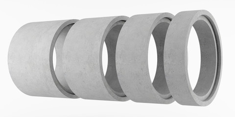 Concrete rings for wells isolated on white background. 3D rendering - 106898825