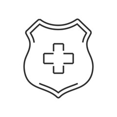  line icon  ambulance symbols on Shield label