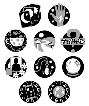 Ten Psychic Fortune Teller icons - black