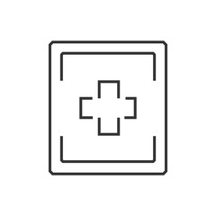  line icon  ambulance symbols on Rectangl label