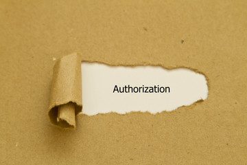 Authorization word written under torn paper.