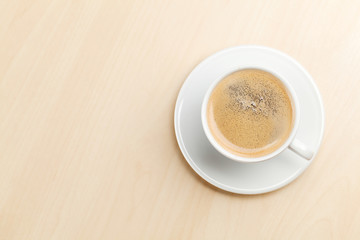 Office desk workplace with coffee cup