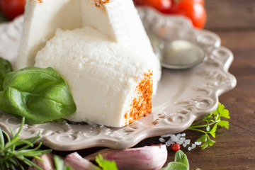 Italian ricotta cheese, vegetables and herbs