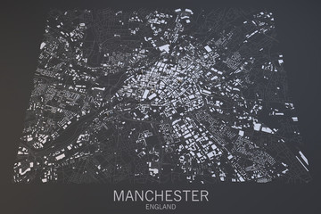 Cartina Manchester, Inghilterra, vista satellitare, Gran Bretagna