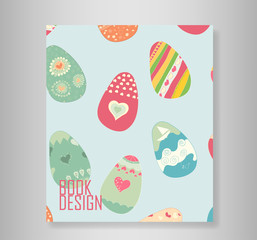 Background of color Easter eggs. drawing by hand vector and digi