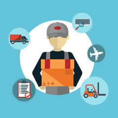 Logistics packing process delivery services isolated vector illustration