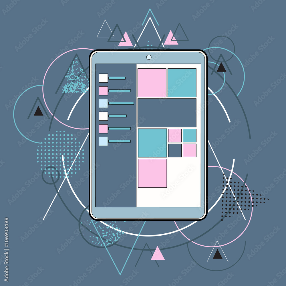 Poster tablet computer device concept icon abstract geometric triangular