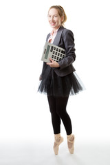 business ballerina with calculator