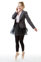 business ballerina with mobile