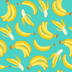 Seamless pattern of bananas. Hand drawn vector illustration