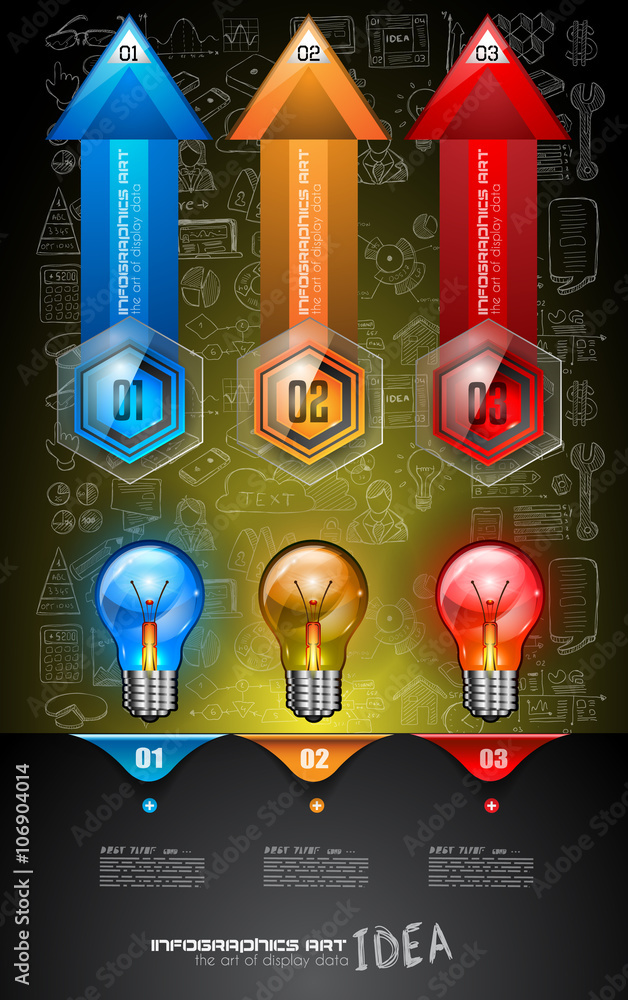 Poster infographics complex layout with option buttons and hand drawn