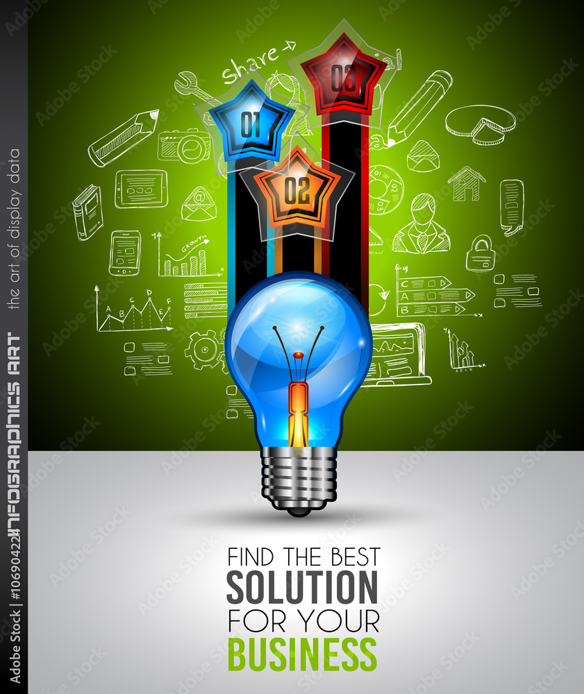 Poster infographics complex layout with option buttons and hand drawn